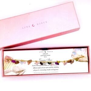 Luna Norte Genuine Stones 18k gold plated brass Anklet